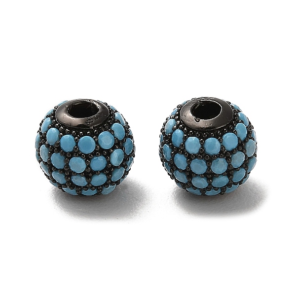 

PandaHall 925 Sterling Silver Micro Pave Cubic Zirconia Beads, Round, Gunmetal, Sky Blue, 8x7.5mm, Hole: 2.2mm Sterling Silver+Cubic...