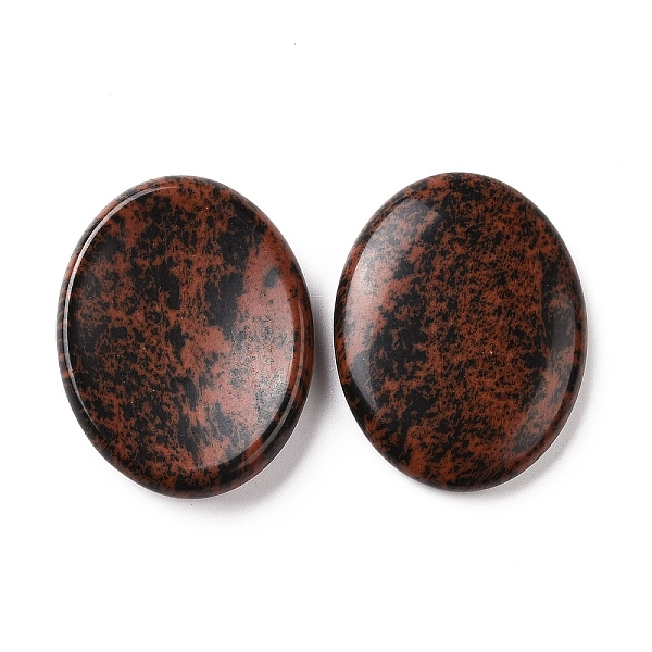 Oval Natural Mahogany Obsidian Thumb Worry Stone For Anxiety Therapy