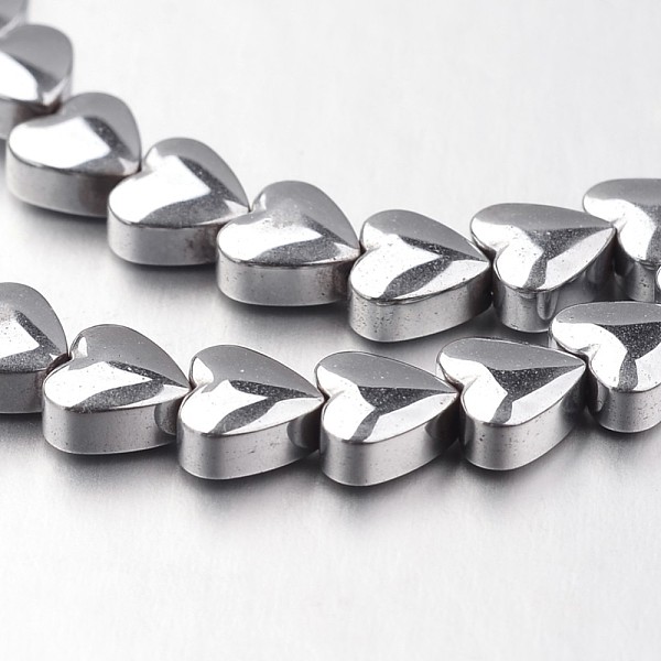 

PandaHall Electroplate Non-magnetic Synthetic Hematite Bead Strands, Heart, Platinum Plated, 6x6x3mm, Hole: 1mm, about 71pcs/strand, 15.7...