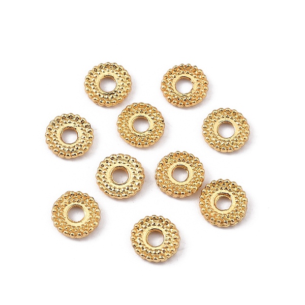 

PandaHall Brass Spacer Bead, Flat Round with Gear Lace, Real 18K Gold Plated, 8x1.8mm, Hole: 2.3mm Brass Flat Round