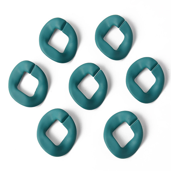 

PandaHall Rubberized Style Acrylic Linking Rings, Quick Link Connectors, For Curb Chains Making, Oval, Teal, 38.5x32x4mm, Inner Diameter..., Cyan