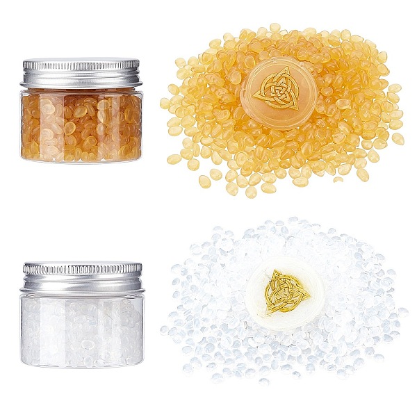 

PandaHall CRASPIRE Transparent Sealing Wax Beads Yellow Wax Seal Beads Kit with 2pcs Candle 1pc Melting Spoon for Wax Seal Stamp for Wedding..., Multicolor