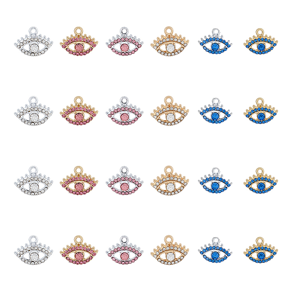 

PandaHall SUPERFINDINGS 48Pcs 6 Colors Evil Eye Alloy Pendants Evil Eye Rhinestone Charms Lucky Eye Pendants for DIY Bracelet Necklace..., Multicolor