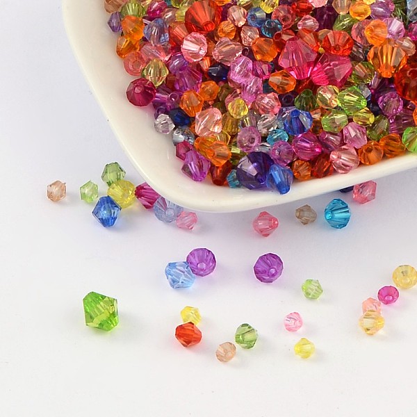 

PandaHall Transparent Acrylic Beads, Dyed, Faceted, Bicone, Mixed Color, 4~8mm, Hole: 1~1.5mm Acrylic Bicone Multicolor