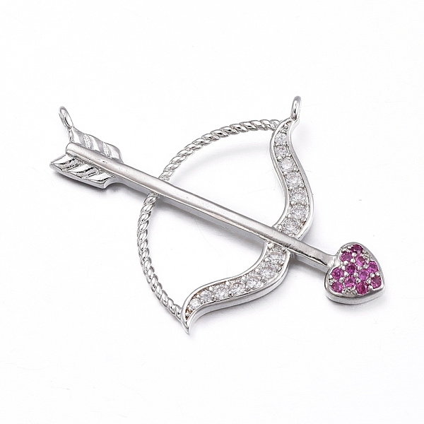 

PandaHall Brass Micro Pave Cubic Zirconia Pendants, Bow and Arrow, Platinum, 26.5x37x3mm, Hole: 1.4mm Brass+Cubic Zirconia