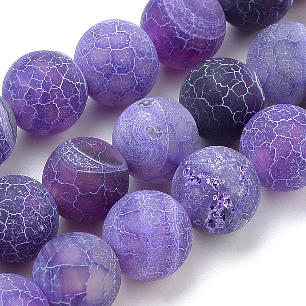 

PandaHall Natural Weathered Agate Beads Strands, Frosted, Dyed, Round, Blue Violet, 8mm, Hole: 1mm, about 47pcs/strand, 15.7 inch Weathered..., Purple