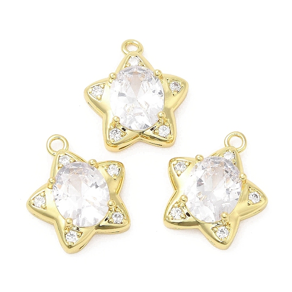 

PandaHall Brass Pave Cubic Zirconia Pendants, with Jump Ring, Long-Lasting Plated, Lead Free & Cadmium Free, Star, Real 18K Gold Plated..., Clear