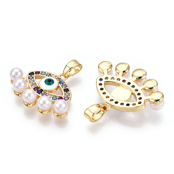 

PandaHall Brass Micro Pave Cubic Zirconia Pendants, Horse Eye Charms, Real 18K Gold Plated, 21x16x4.9mm Brass+Cubic Zirconia Horse Eye