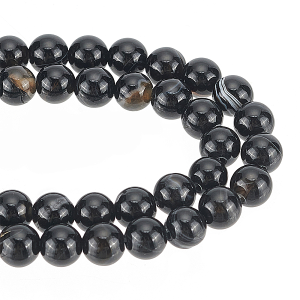 

PandaHall GOMAKERER 2 Strands Natural Black Agate Bead Strands, Dyed & Heated, Round, Grade A, Black, 6mm, Hole: 1mm, about 63pcs/strand...