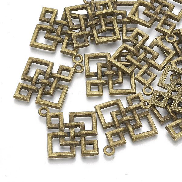 

PandaHall Tibetan Style Alloy Pendants, Chinese Knot, Antique Bronze, 35x31x2.5mm, Hole: 2mm Alloy Others