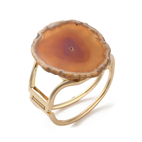 

PandaHall Rack Plating Brass with Natural Agate, Dyed, Bangles for Women, Chocolate, Inner Diameter: 60x51mm Natural Agate Brown