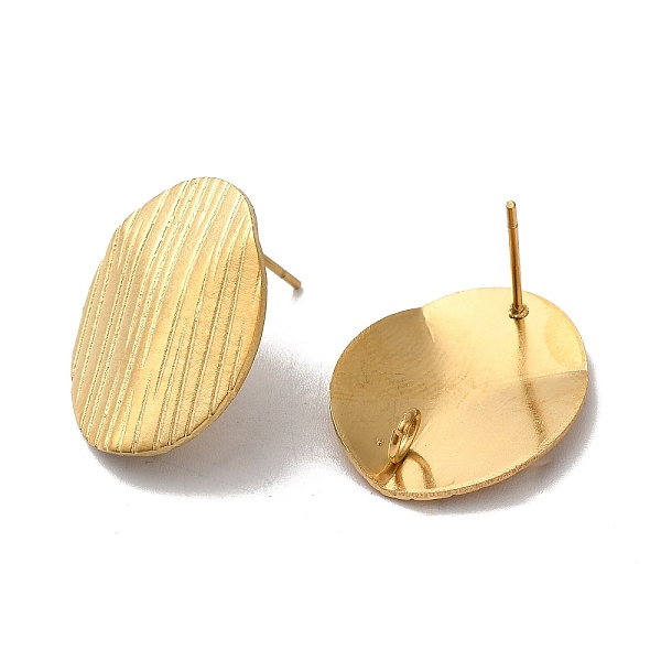 

PandaHall Ion Plating(IP) 304 Stainless Steel Stud Earrings Findings, with Vertical Loop, Textured Oval, Golden, 20x16mm, Hole: 2.5mm, Pin...