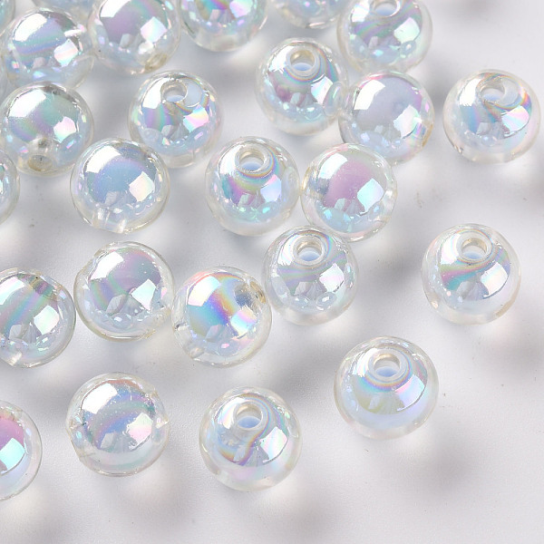 

PandaHall Transparent Acrylic Beads, Bead in Bead, AB Color, Round, Cornflower Blue, 9.5x9mm, Hole: 2mm, about 960pcs/500g Acrylic Round