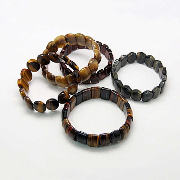 

PandaHall Tiger Eye Stretch Bracelets, with Elastic Cord, Mixed Color, 52~59mm Tiger Eye Multicolor