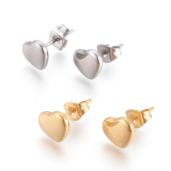 

PandaHall 304 Stainless Steel Stud Earrings, Hypoallergenic Earrings, with Ear Nuts, Heart, Mixed Color, 7.5x9x2.5mm, Pin: 0.6mm...