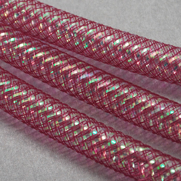 

PandaHall Mesh Tubing, Plastic Net Thread Cord, with AB Color Vein, Pale Violet Red, 16mm, 28Yards Plastic Pink