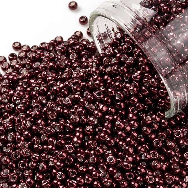 

PandaHall TOHO Round Seed Beads, Japanese Seed Beads, (564) Galvanized Cabernet, 11/0, 2.2mm, Hole: 0.8mm, about 1103pcs/10g Glass Purple