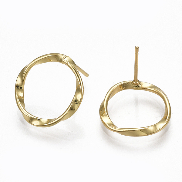 

PandaHall Brass Stud Earrings, Ring, Real 18K Gold Plated, 16mm, Pin: 0.7mm Brass