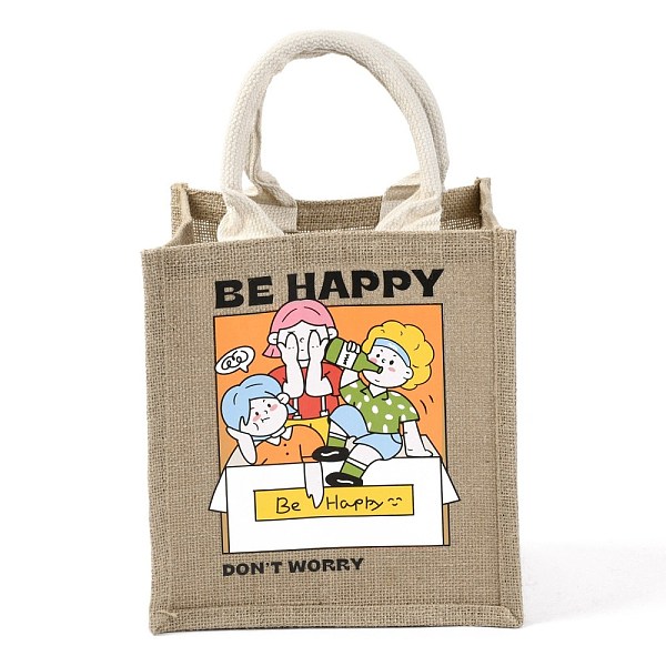 

PandaHall Jute Tote Bags Soft Cotton Handles Laminated Interior, with Handles, for Gifts Bags, Reusable Grocery Bag Shopping Tote Bag, Human...