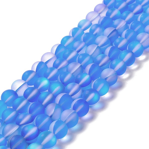 

PandaHall Synthetic Moonstone Beads Strands, Frosted, Round, Dodger Blue, 10mm, Hole: 1mm, about 38~40pcs/strand, 14.96''~15.16''(38~38.5cm)...