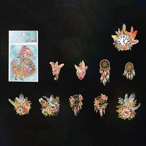 

PandaHall 20Pcs 10 Styles Flower Laser PET Waterproof Decorative Stickers, Self-adhesive Decals, for DIY Scrapbooking, Colorful, Packing...