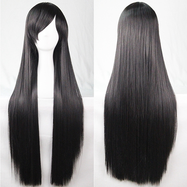 PandaHall 31.5 inch(80cm) Long Straight Cosplay Party Wigs, Synthetic Heat Resistant Anime Costume Wigs, with Bang, Black High Temperature...