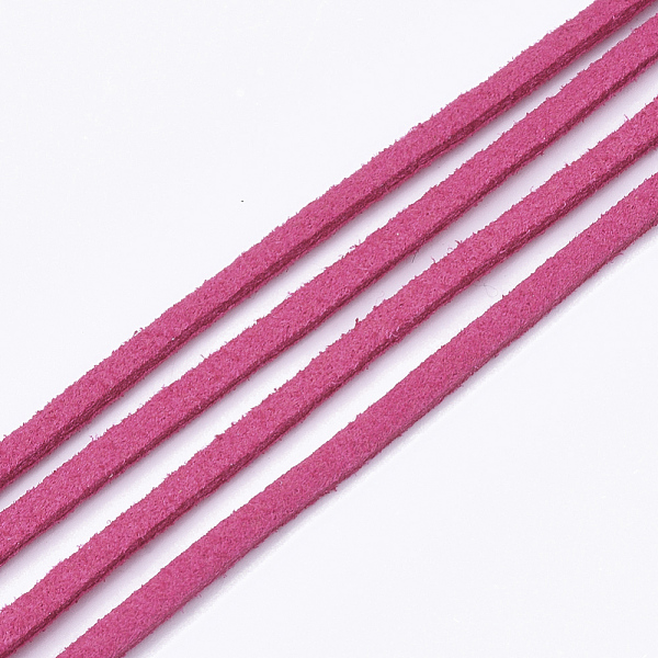 

PandaHall Faux Suede Cord, Faux Suede Lace, Deep Pink, 2.5~2.8x1.5mm, about 1.09 yards(1m)/strand Faux Suede Pink