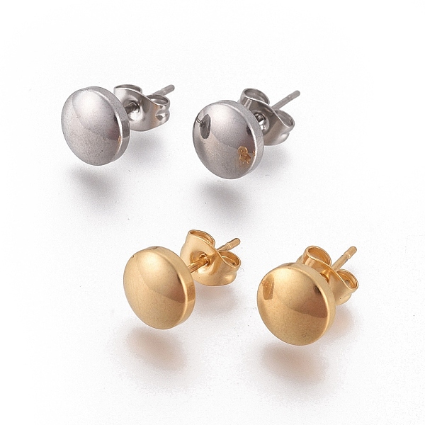 

PandaHall 304 Stainless Steel Stud Earrings, Hypoallergenic Earrings, with Ear Nuts, Flat Round, Mixed Color, 7.5x3.5mm, Pin: 0.6mm...