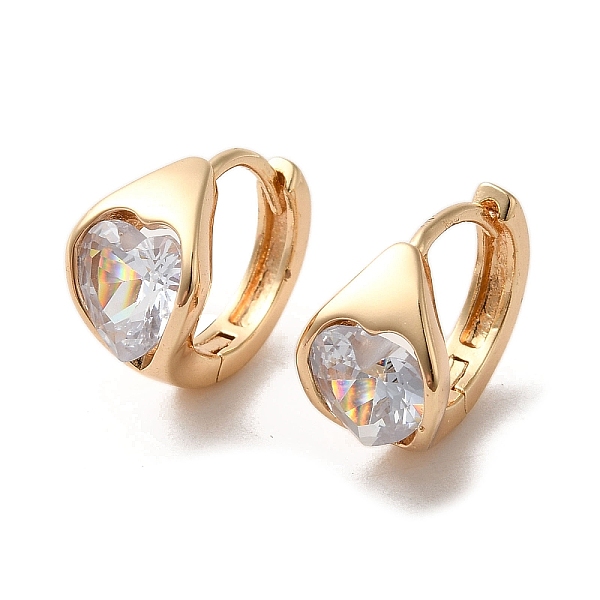 

PandaHall Light Gold Brass Micro Pave Cubic Zirconia Hoop Earrings, Heart, 13x8mm Cubic Zirconia Heart