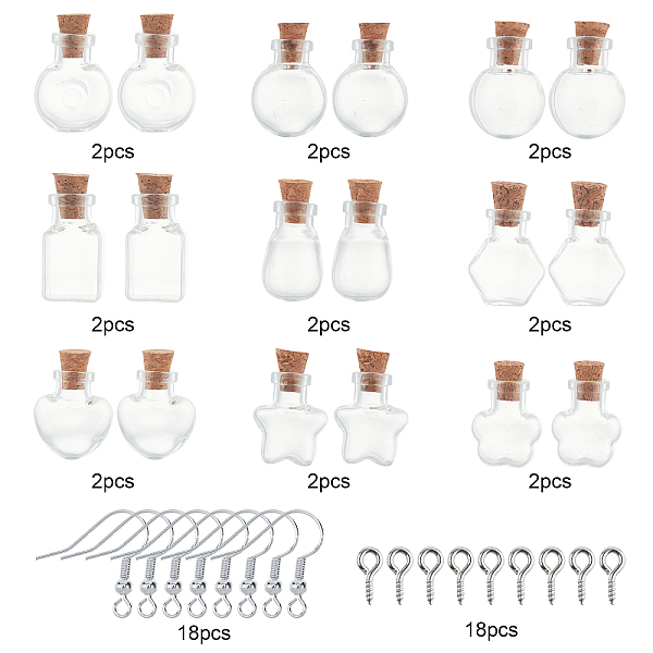 

PandaHall SUNNYCLUE DIY Dangle Earring Making Kits, Including Glass Bottle, Iron Screw Eye Pin Peg Bails and Brass Earring Hooks, Mixed...