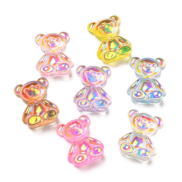 

PandaHall Cartoon Transparent Resin Cabochons, Iridescent Bear, AB Color, Mixed Color, 14x11x5.5mm Resin Bear Multicolor