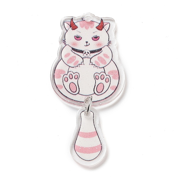 

PandaHall Acrylic Pendants, Cat, Pink, 56x26x2.5mm, Hole: 1.8mm Alloy+Acrylic Cat Shape Pink
