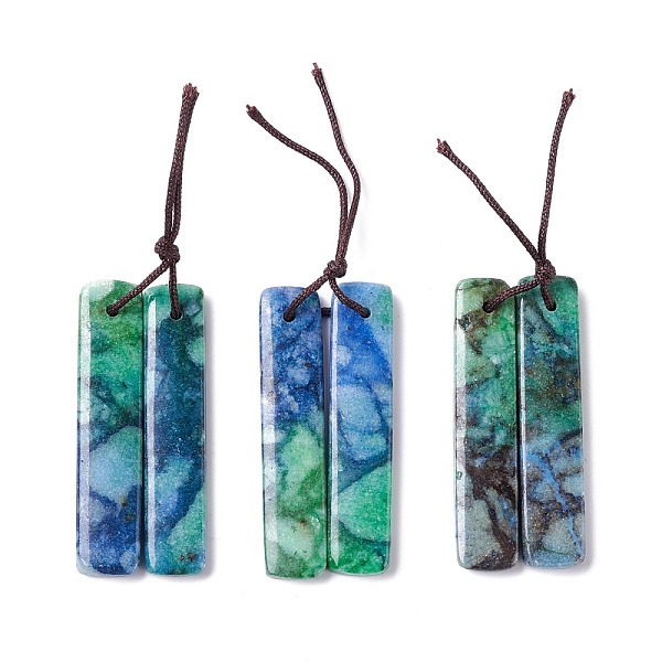 

PandaHall Natural Calcite Pendants, Dyed, Rectangle, 48x12x3mm, Hole: 1.6mm, 2pcs/pair Calcite Rectangle