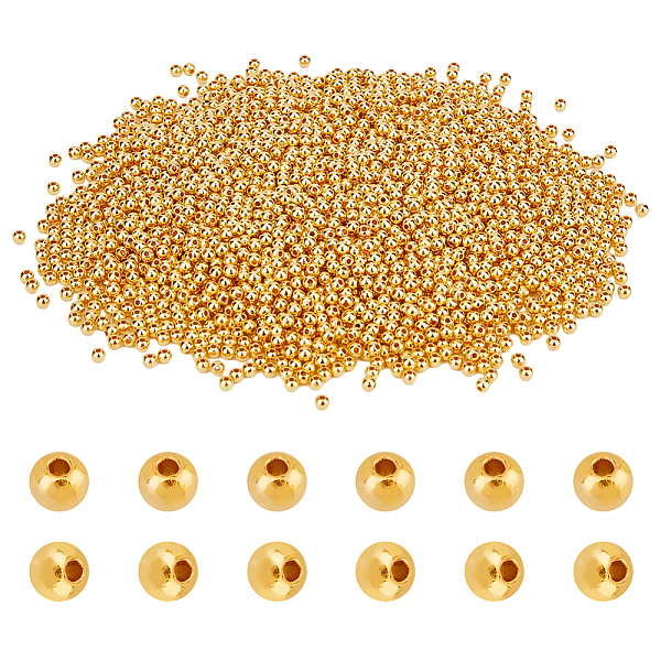 

PandaHall DICOSMETIC CCB Plastic Beads, Round, Golden, 4x3.5mm, Hole: 1.4mm, 3000pcs/box Plastic Round