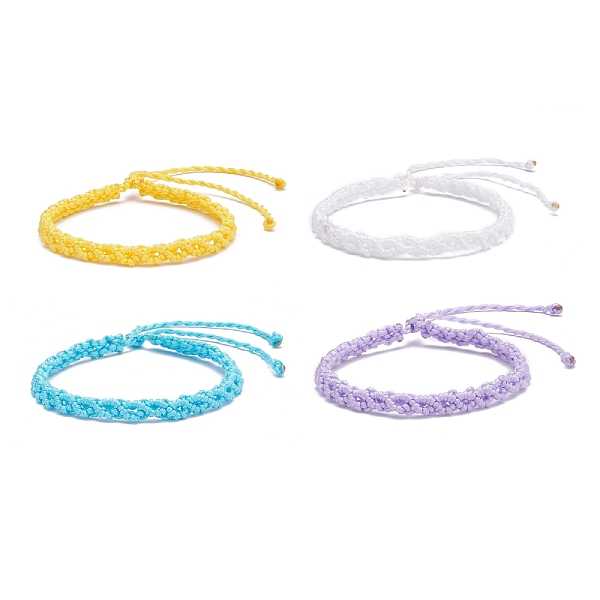 

PandaHall 4Pcs 4 Colors Peach Blossom Braided Cord Bracelets Set, Friendship Lucky Adjustable Bracelets for Women, Mixed Color, Inner..., Multicolor