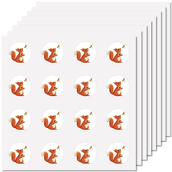 

PandaHall 8 Sheets Plastic Waterproof Self-Adhesive Picture Stickers, Round Dot Cartoon Decals for Kid's Art Craft, Squirrel, 150x150mm...