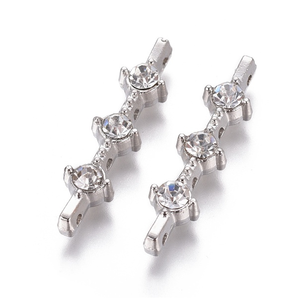 

PandaHall Alloy Spacer Bars, with Grade A Rhinestone, Rectangle, Platinum Color, Size: about 6mm wide, 27mm long, 5mm thick, hole: 1mm..., Clear