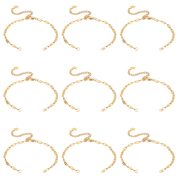 

PandaHall 10 Pcs Gold Slider Chain Bracelets, 16cm Half Finished Adjustable Slider Bracelets 304 Stainless Steel Cable Extender Chains with...