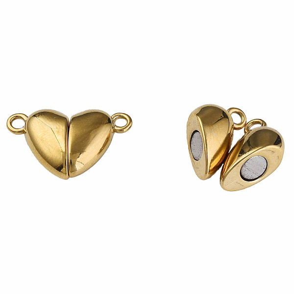 

PandaHall 304 Stainless Steel Magnetic Clasps, Heart, Golden, 11x17x5mm, Hole: 1.5mm 304 Stainless Steel Heart