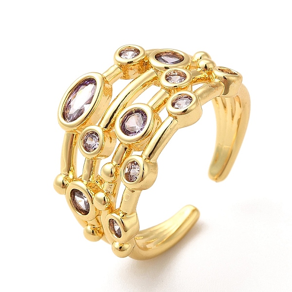

PandaHall Brass Micro Pave Cubic Zirconia Cuff Rings for Women, Long-Lasting Plated Wide Band Ring, Cadmium Free & Lead Free, Real 18K Gold..., Purple