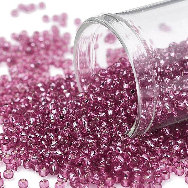 

PandaHall TOHO Round Seed Beads, Japanese Seed Beads, (2218) Silver Lined Mauve, 11/0, 2.2mm, Hole: 0.8mm, about 5555pcs/50g Glass Purple