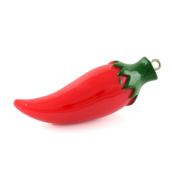 

PandaHall Resin Pepper Pendants, Crimson and Dark Green, 45x12x12mm, Hole: 2mm Resin Food Pink