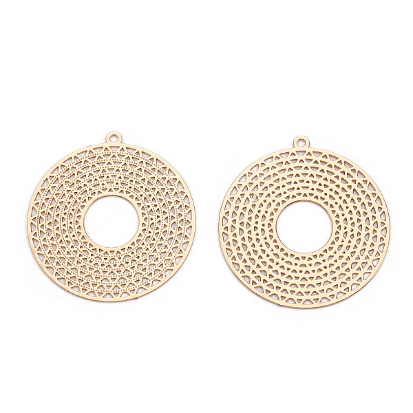 

PandaHall Rack Plating Brass Filigree Pendants, Long-Lasting Plated, Flat Round, Nickel Free, Light Gold, 32.5x30x0.4mm, Hole: 1.4mm Brass...