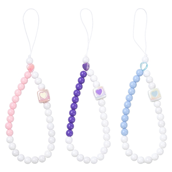 アクリル＆プラスチック製携帯ストラップ3個