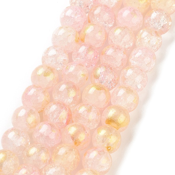 

PandaHall Baking Painted Crackle Glass Bead Strands, with Gold Powder, Round, Pink, 8mm, Hole: 1.2mm, about 103pcs/strand, 30.08~30.7''...