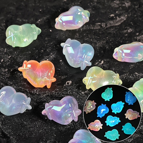 

PandaHall Luminous Glow in the Dark Acrylic Beads, Heart, 14x20mm, Hole: 2.4mm, 50pcs/bag Acrylic Heart
