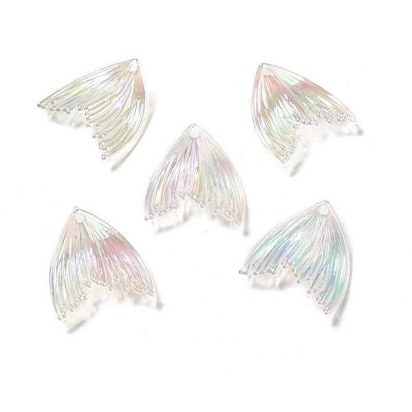 

PandaHall UV Plating Rainbow Iridescent Transparent Acrylic Pendants, Fishtail Charm, Clear AB, 27x25.7x5mm, Hole: 1.6mm Acrylic Fish White