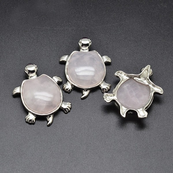 Tortoise Platinum Plated Brass Natural & Synthetic Mixed Stone Pendants