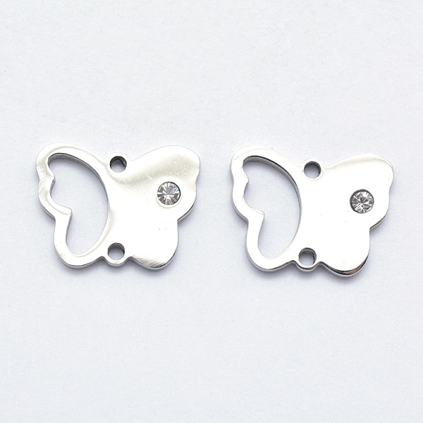 

PandaHall 316 Surgical Stainless Steel Micro Pave Cubic Zirconia Links connectors, Butterfly, Clear, Stainless Steel Color, 11.5x15x2mm...