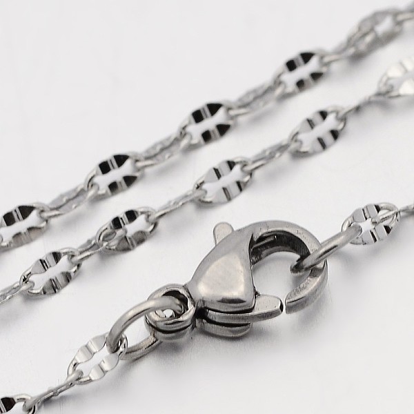 

PandaHall 304 Stainless Steel Dapped Cable Chain Necklaces, with Lobster Claw Clasps, Stainless Steel Color, 17.7 inch(45cm), 2.5mm 304...